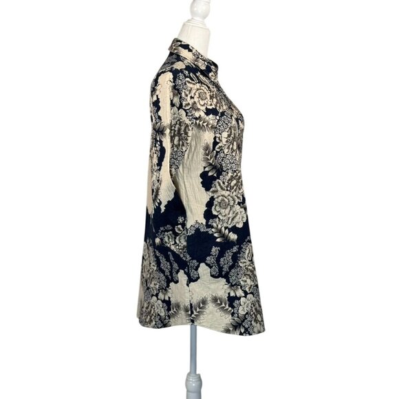 Soft Surroundings M Blue & White Floral Button-Up Tunic Shirt Cotton - Picture 5 of 8